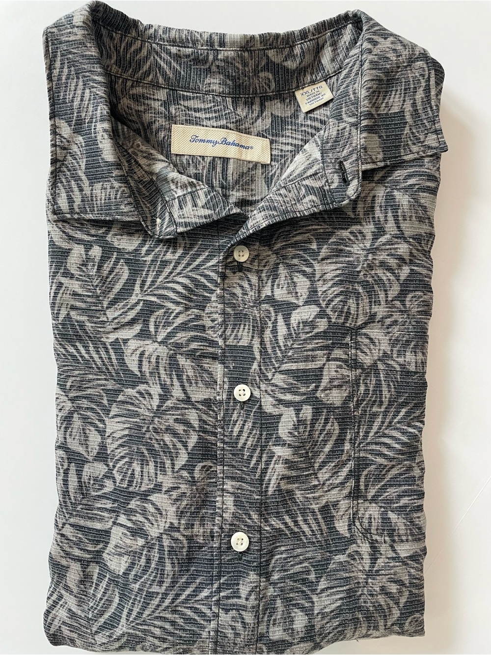Tommy Bahama Blue and Gray Tropical Print Button-Down Shirt